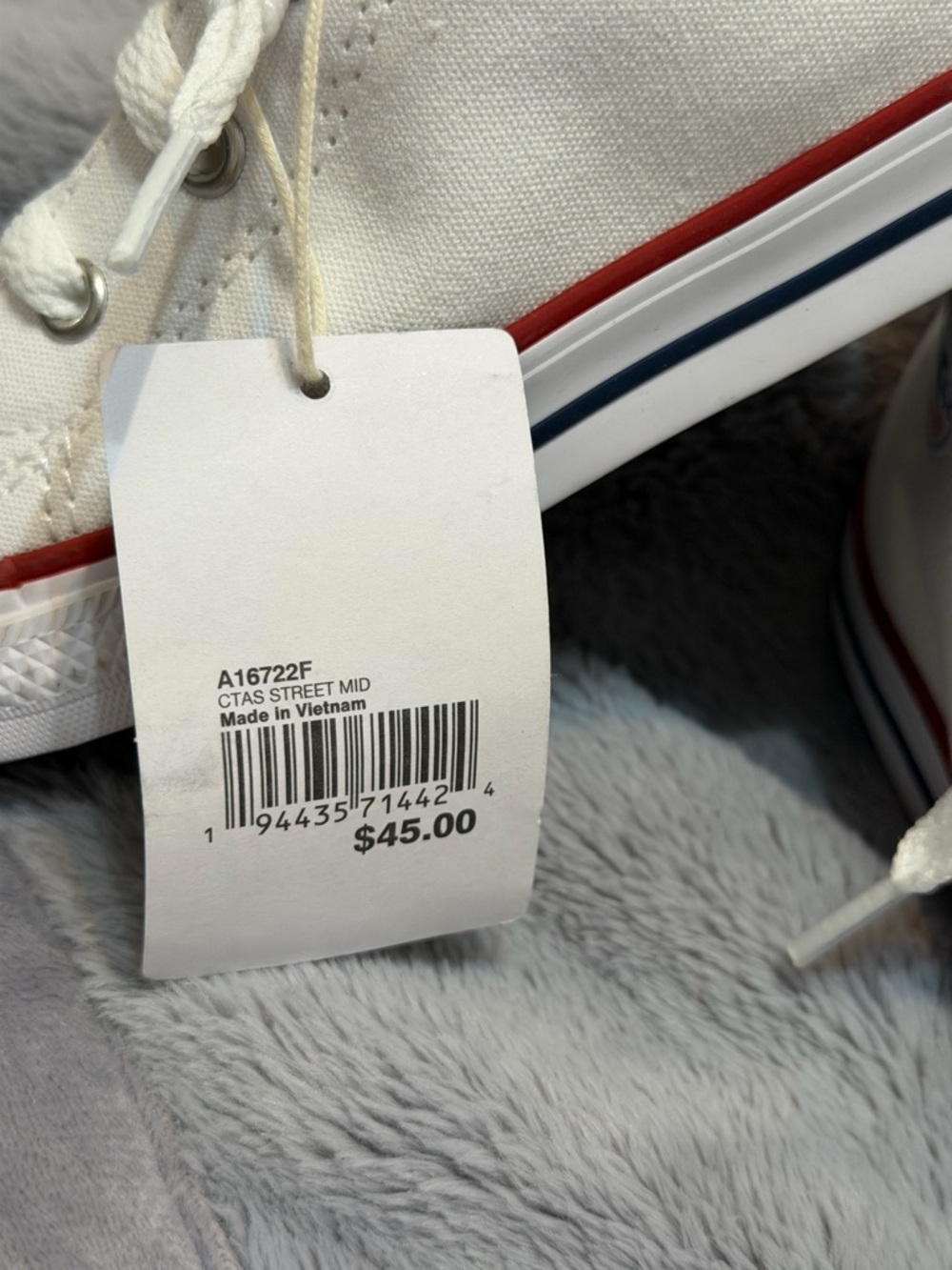 Converse Kids White High Top Sneakers with Red & Navy Trim Little Kids size 10 - Picture 2 of 6